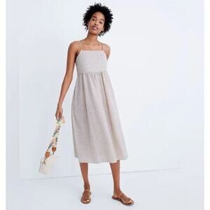 NEW! Madewell 'Cami' Tie-Strap Sundress in Bright Buds in NEON BUD LINEN (XL)